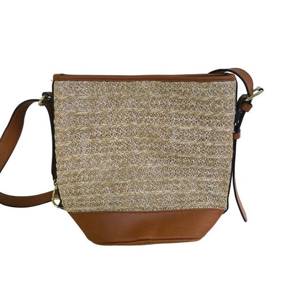 Steve Madden BTeena Limited Edition Straw Woven Vegan Leather Crossbody Bag - Picture 2 of 10